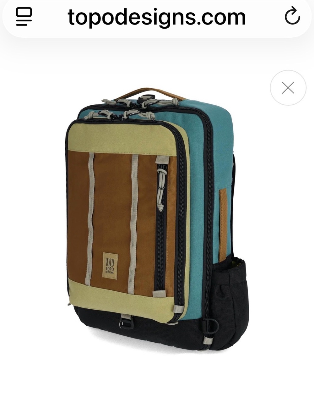 Topo Designs Global Travel Bag 30L Brown, Teal & Black, Like New - Picture 2 of 16